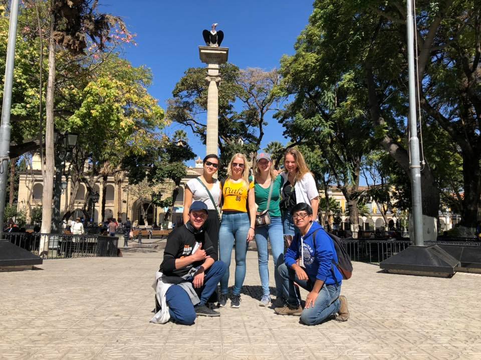 Walking tour group at Plaza Colon
